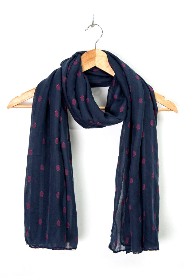 Jacquard Woven Scarf - Navy