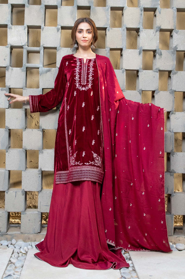 3 PC Unstitched Suit-Fabric: Velvet