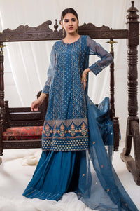 3 Piece Unstitched Embroidered Khaddi Net Suit