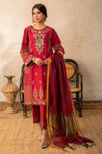 3 Piece Unstitched Embroidered Cotton Silk Suit