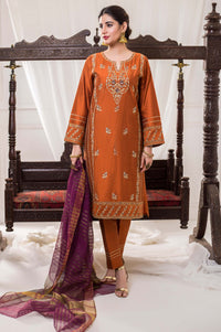 3 Piece Unstitched Embroidered Cotton Silk Suit