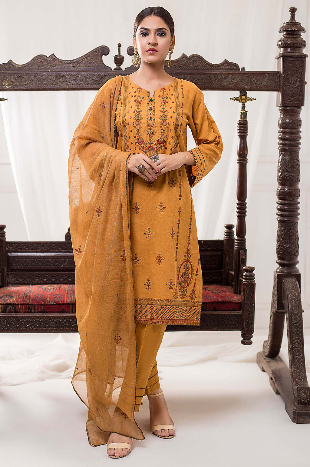 3 Piece Unstitched Embroidered Cotton Suit
