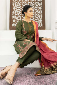 3 Piece Unstitched Embroidered Cotton Slub Suit