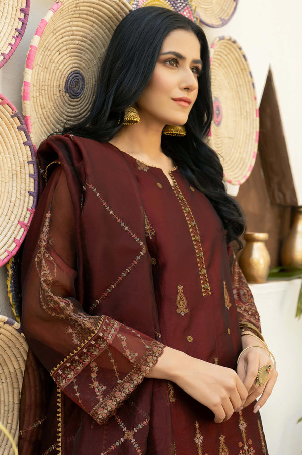 3 Piece Unstitched Embroidered Organza Suit