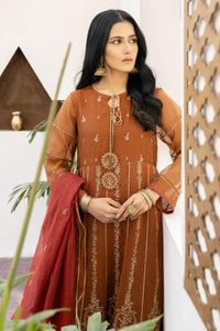 3 Piece Unstitched Embroidered Khaddi Net Suit