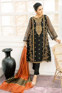 3 Piece Unstitched Embroidered Khaddi Net Suit