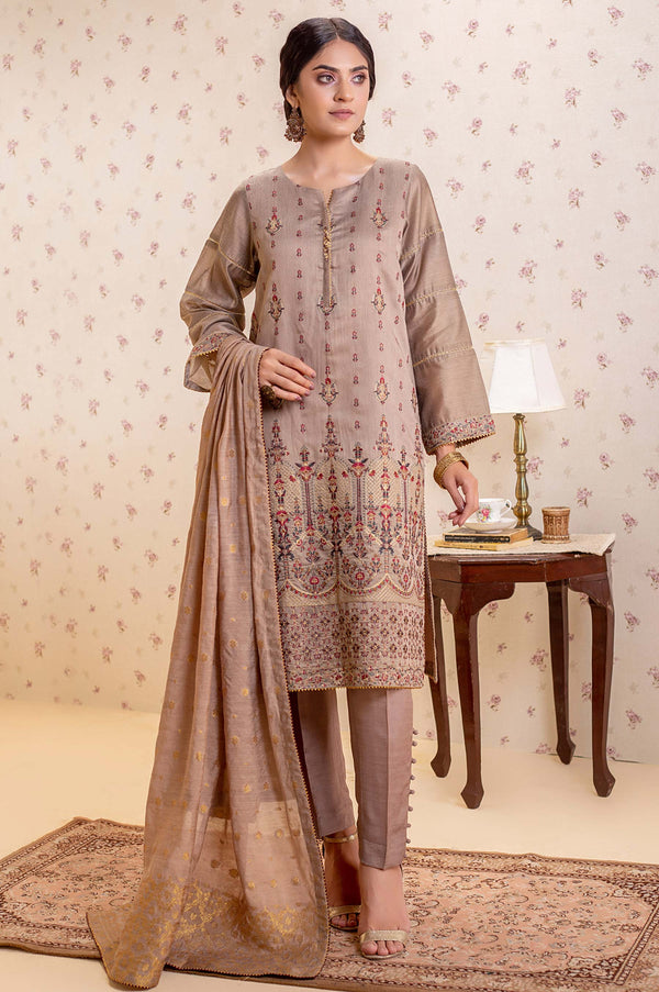 3 Piece Unstitched Embroidered Cotton Net Suit