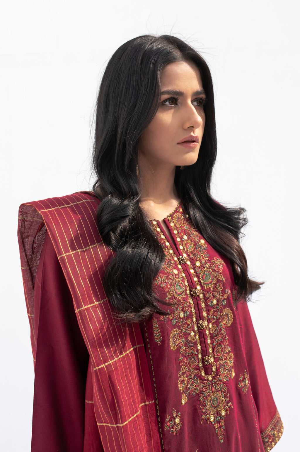 3 piece Unstitched Embroidered Cotton Silk Suit