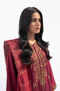 3 piece Unstitched Embroidered Cotton Silk Suit