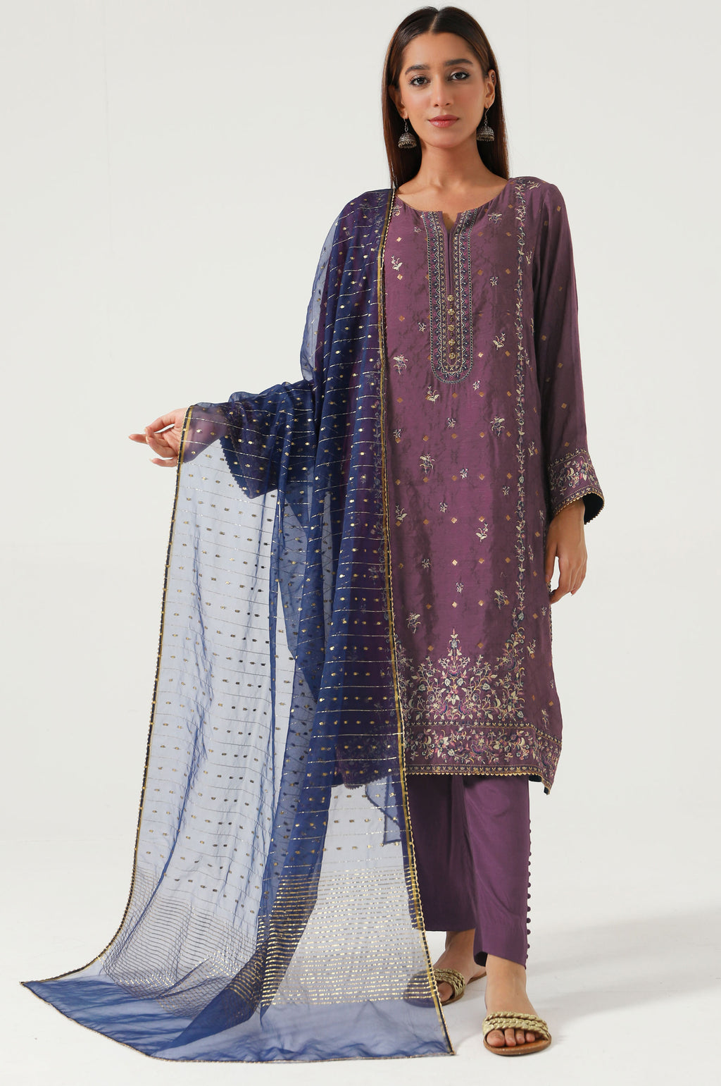 3 Piece Unstitched Embroidered Jacquard Suit