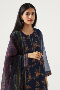 3 Piece Unstitched Embroidered Khadi net Suit