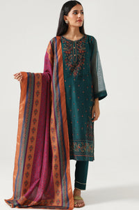 3 Piece Unstitched Embroidered Khadi net Suit