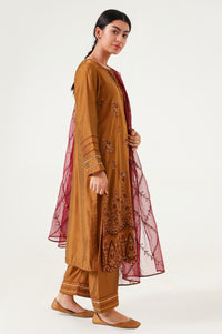 3 piece Unstitched Embroidered Cotton silk Suit