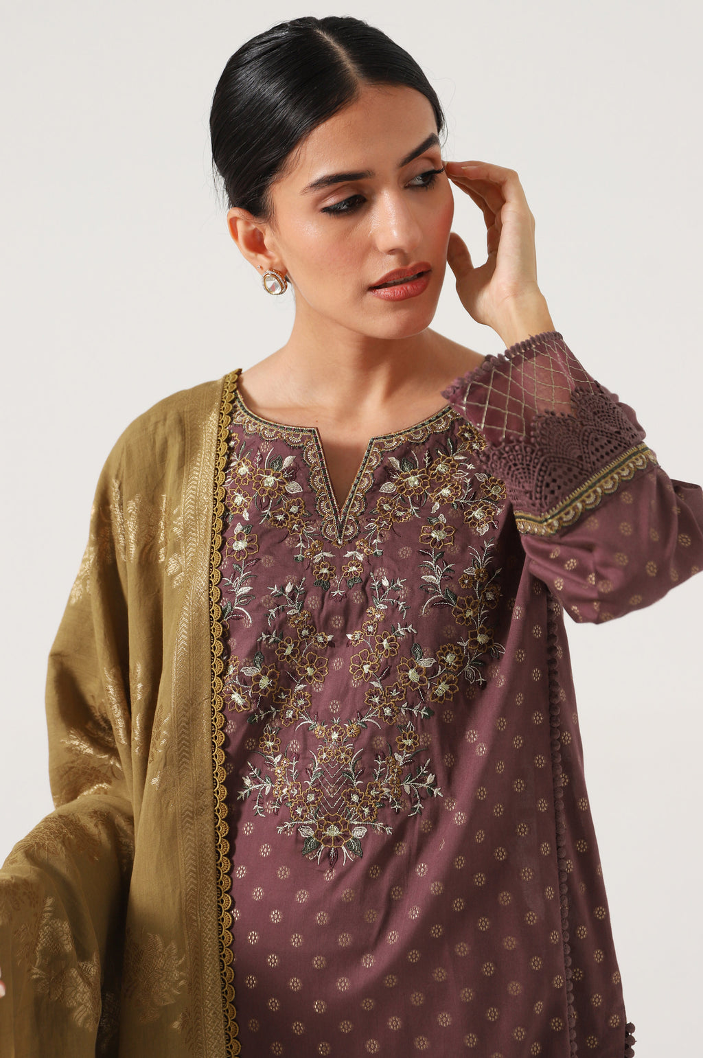 3 Piece Unstitched Embroidered Jacquard Suit