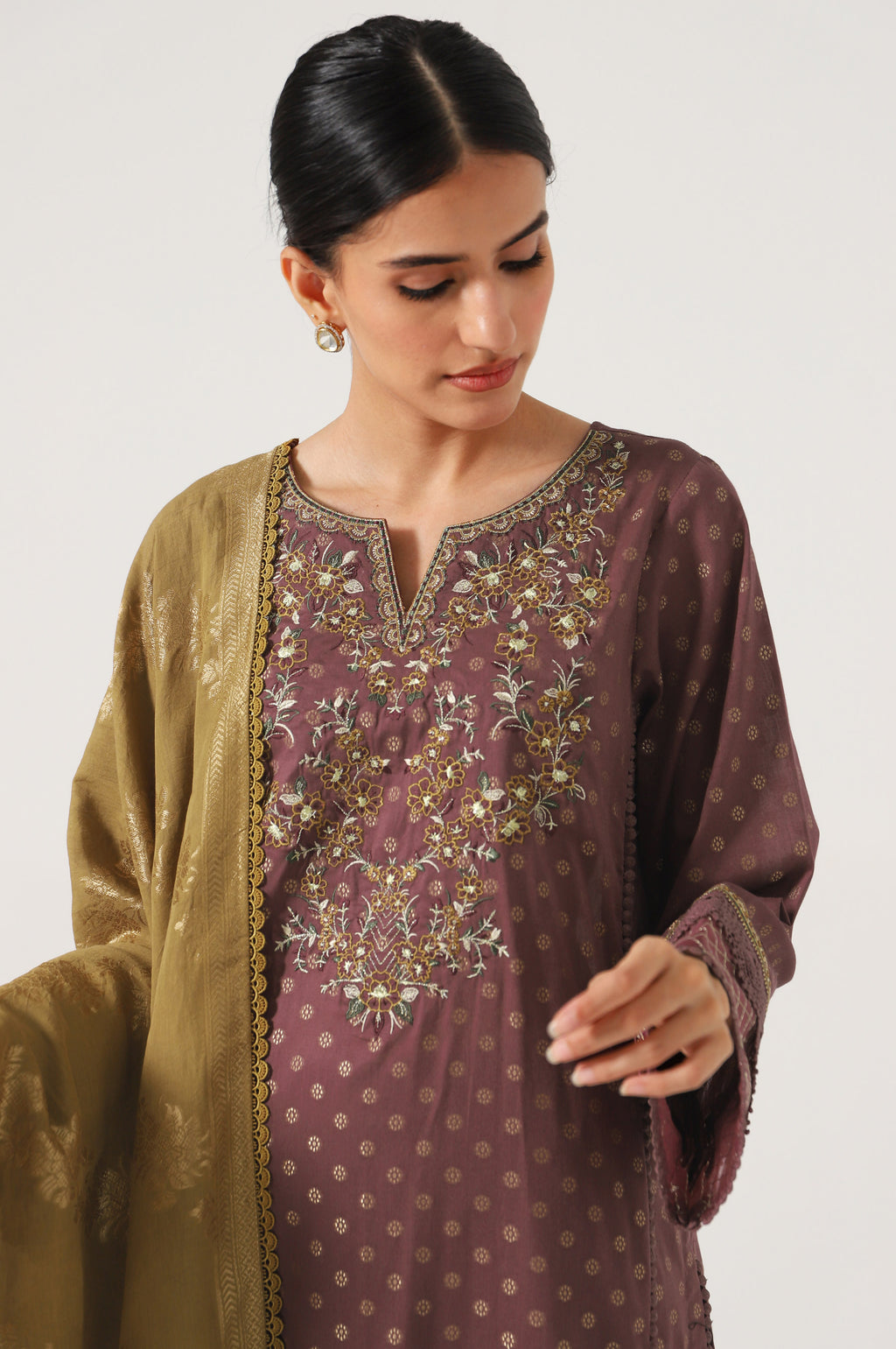 3 Piece Unstitched Embroidered Jacquard Suit
