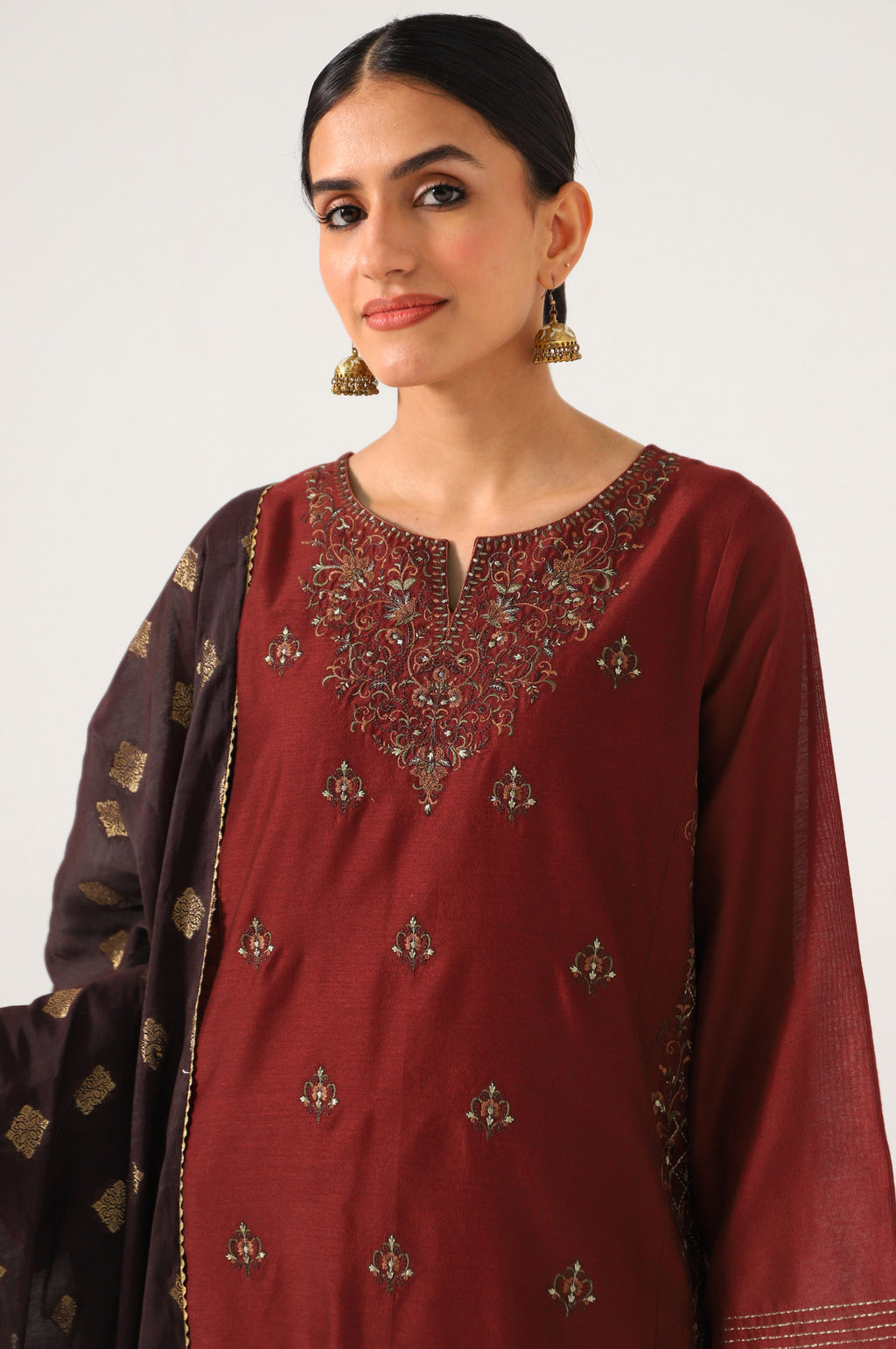 3 Piece Unstitched Embroidered Cotton net Suit
