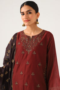 3 Piece Unstitched Embroidered Cotton net Suit