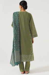 3 Piece Unstitched Embroidered Cotton net Suit