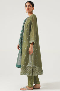 3 Piece Unstitched Embroidered Cotton net Suit