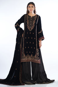 3 piece Unstitched Embroidered velvet Suit