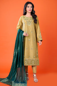 3 Piece Unstitched Embroidered Cotton Net Suit