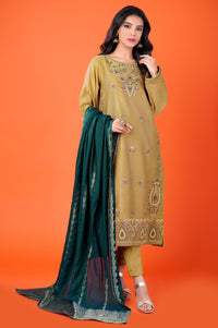 3 Piece Unstitched Embroidered Cotton Net Suit