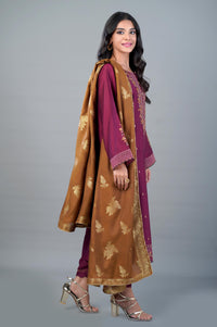 3 Piece Unstitched Embroidered Cotton Net Suit