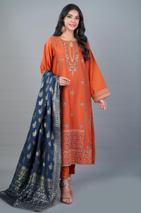 3 Piece Unstitched Embroidered Cotton Net Suit
