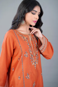 3 Piece Unstitched Embroidered Cotton Net Suit