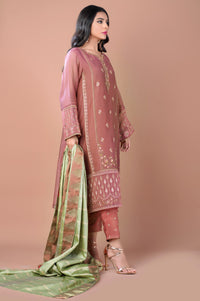 3 Piece Unstitched Embroidered Khaadi Net Suit