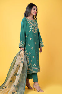 3 Piece Unstitched Embroidered Cotton Silk Suit