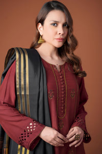 3 Piece Unstitched Embroidered Raw Silk Suit