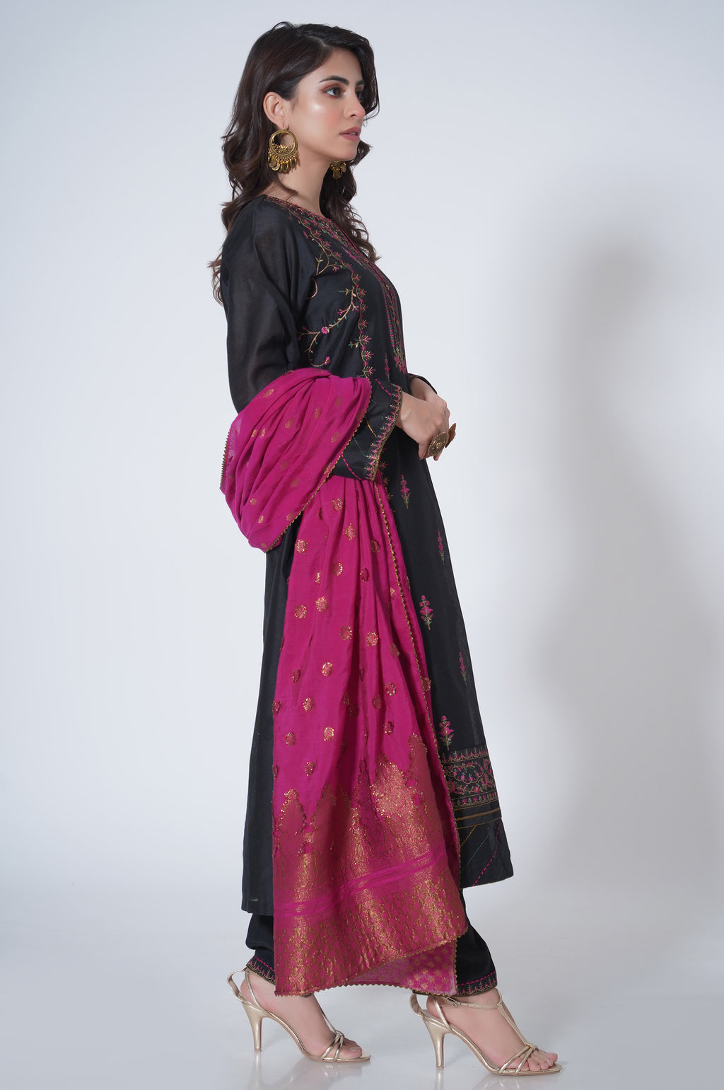3 Piece Unstitched Embroidered Cotton Net Suit
