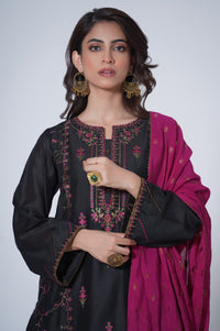 3 Piece Unstitched Embroidered Cotton Net Suit
