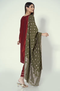 3 Piece Unstitched Embroidered Cotton Net Suit