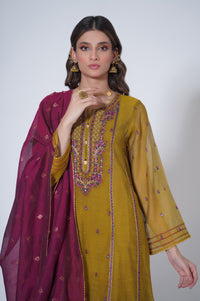 3 Piece Unstitched Embroidered Khadi Net Suit