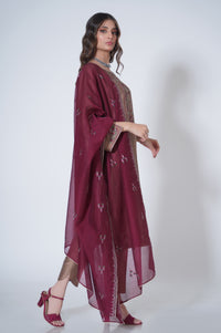 3 Piece Unstitched Embroidered Cotton silk Suit