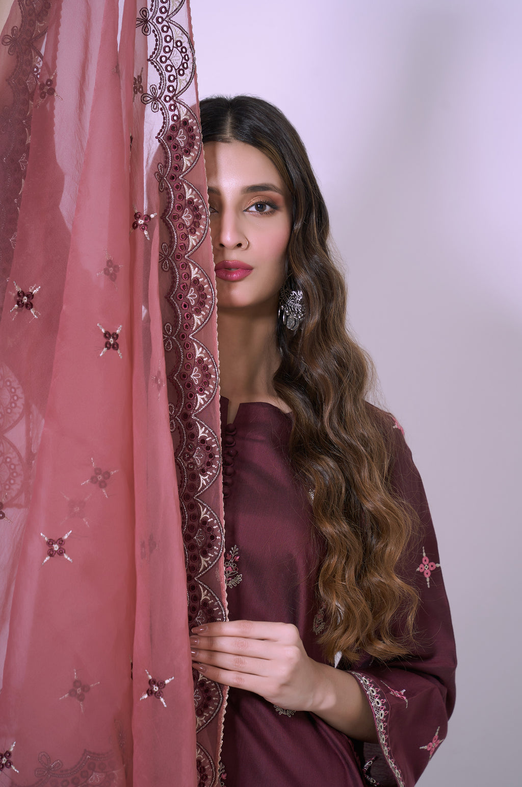 3 Piece Unstitched Embroidered Cotton silk Suit