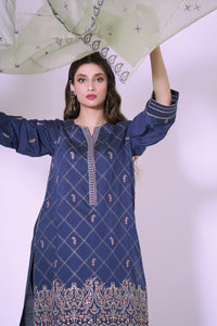 3 Piece Unstitched Embroidered Cotton silk Suit