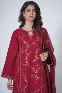3 Piece Unstitched Embroidered Cambric Suit