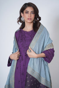 3 Piece Unstitched Embroidered Cotton Slub Suit
