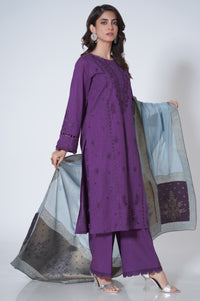 3 Piece Unstitched Embroidered Cotton Slub Suit
