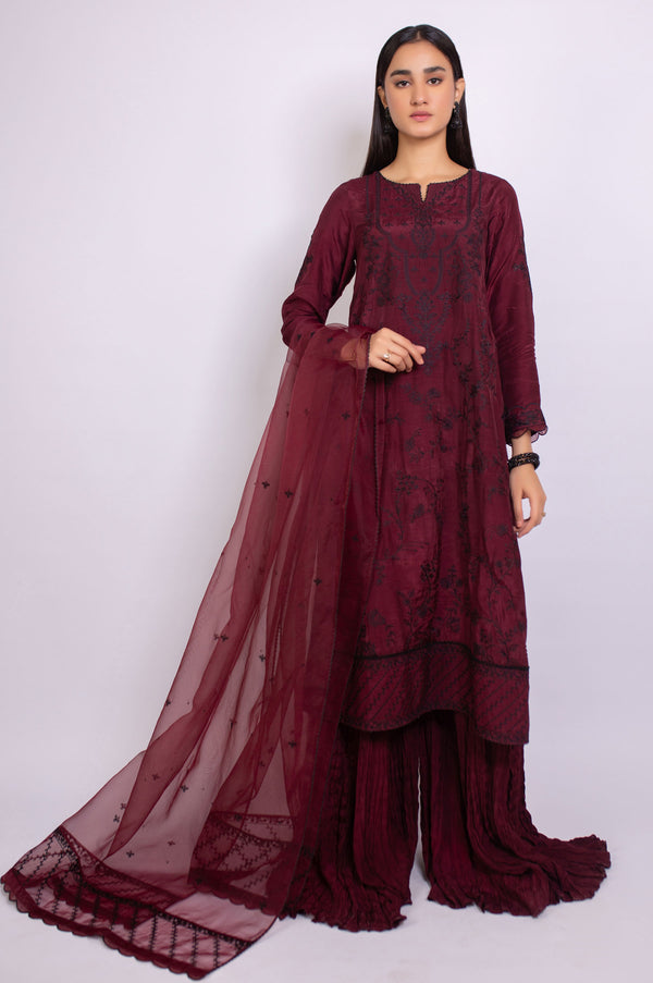 3 Piece Unstitched Embroidered Organza Suit