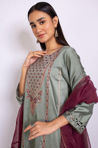 3 Piece Unstitched Embroidered Cotton Silk Suit