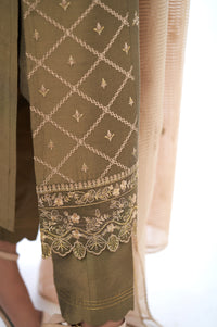 3 Piece Unstitched Embroidered Cotton Silk Suit