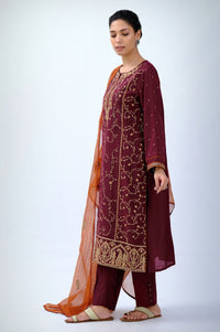 3 Piece Unstitched Embroidered Cotton Silk Suit