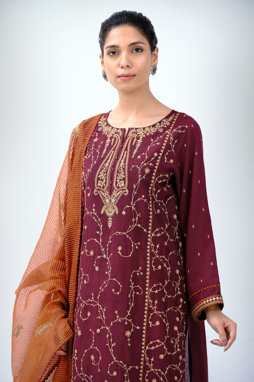 3 Piece Unstitched Embroidered Cotton Silk Suit