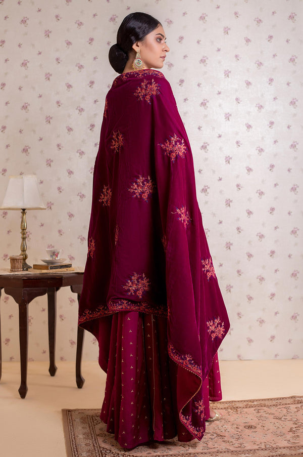 Embroidered Velvet Shawl