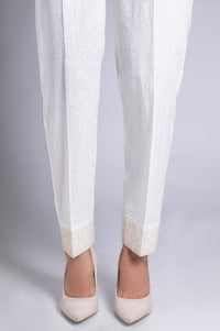 White Paste Embroidered Cigarette Pants