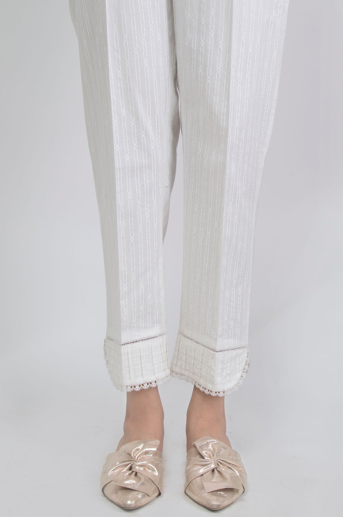 Cambric Cigarette Pants - White Paste